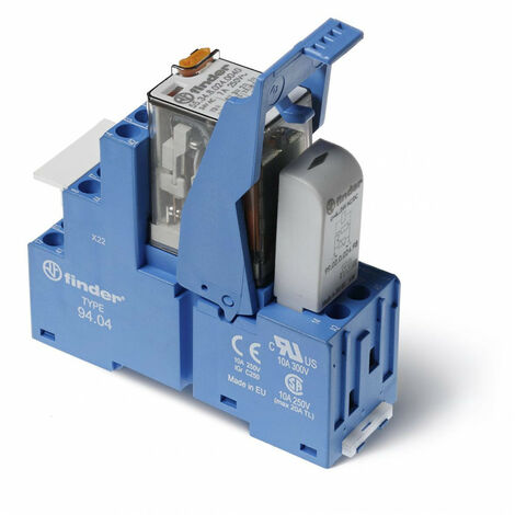 Interface 4RT 7A 12V DC étrier plastiq à cage LED + diode FINDER 583490120050SPA
