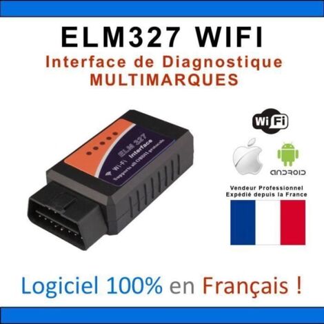 Interface de diagnostic automobile - ELM 327 - Wi-Fi - Universelle - OBD2 - Multimarque