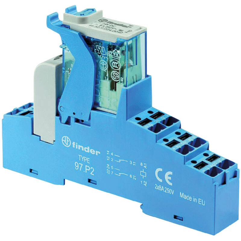 Relais d'interface 12V c.c., DPDT-2C/0, montage Rail din, série , 4C Series ( Prix pour 1 )