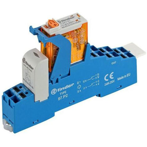 INTERFACE MODULAIRE 2RT 8A 230VAC ETRIER PLASTIQUE MONTAGE RAIL 35MM BORNES PUSH IN FINDER 401997
