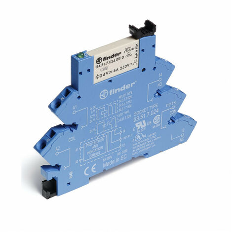 Interface modulaire à relais 1RT 6A 48V DC sensible AgSnO2 bornes à ressort FINDER 386170484050