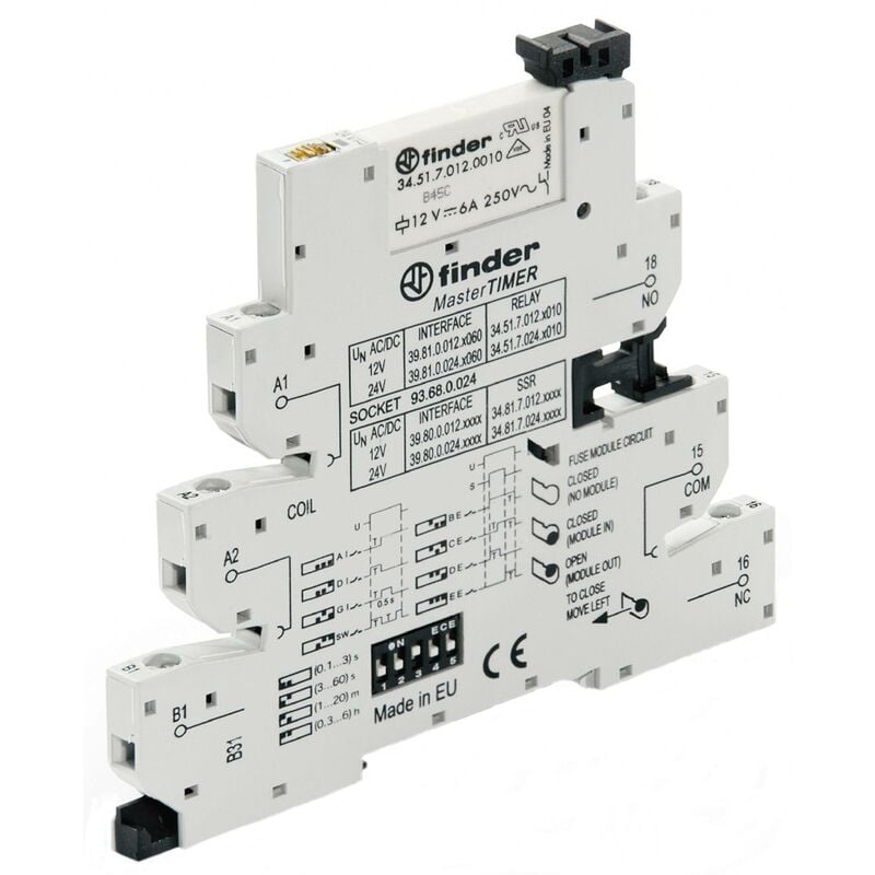 Interface modulaire MasterTIMER à relais n/a coupure 250 v/ac 6 a Finder 39.81.0.012.0060 S78094
