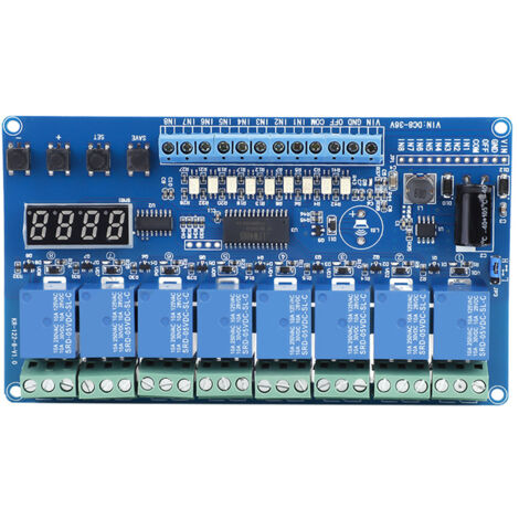 Interface Module à 8 Relais Temporisés Multifonctions, 8-36V DC