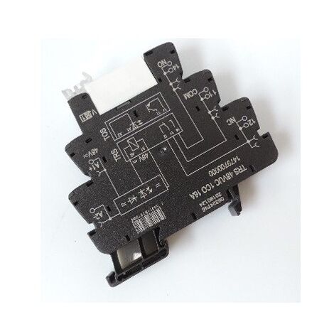 Interface relais modulaire 16A bobine 48V 1 contact inverseur LED verte 250V AC raccord vissé TRS 48VUC 1CO 16A WEIDMULLER