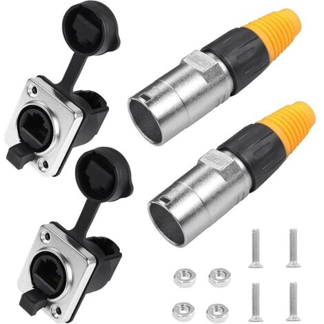Interface RJ45 Connecteurs femelles étanches, montage panneau RJ45 à angle droit IP65 étanche Cat5/5e/6 8P8C Ethernet Extension LAN Coupler Assembly pour réseau intérieur extérieur, 2 paires