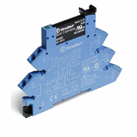 Interface statique 1NO 0,1A IN : 60V DC sensible OUT : 48V DC à ressort FINDER 389170607048