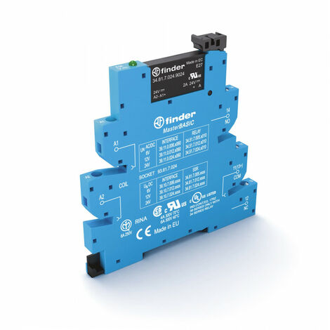 Interface statique masterBASIC 1NO 6A IN : 125V AC DC OUT : 24V DC à cage FINDER 391001259024