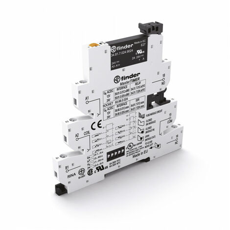 Interface statique masterTIMER 1NO 6A IN : 24V AC/DC OUT : 24V DC à cage 357096 FINDER 398000249024