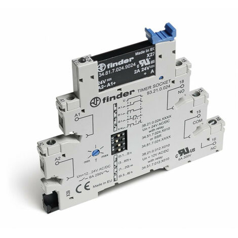 Interface statique temporisé IN : 24V AC DC OUT : 24V DC bornes à cage FINDER 382100249024