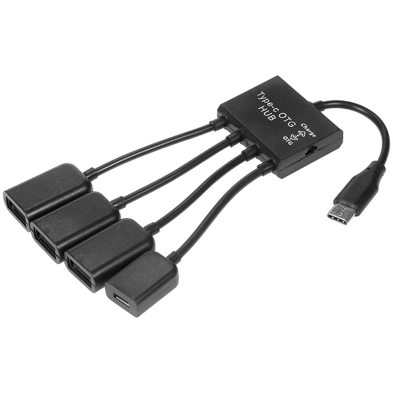 

Interfaz OTG 3USB2.0 tipo c + interfaz de fuente de alimentacion adecuada para una variedad de equipos Plug & Play portatil y pequeno negro, Negro