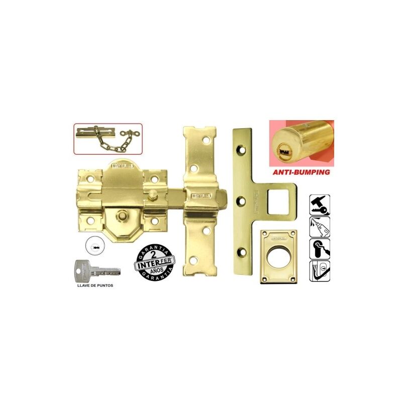 

Cerrojo Sobreponer 50Mm Boton/Llave Ac Dor 31-Sa Dorado - Interfer
