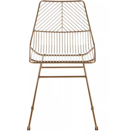 Interioirs by Premier Small Gold Metal Wire Chair, Sturdy Metal Chair for Kitchen, Outdoor Tapered Metal Chair for Patio, Lawn