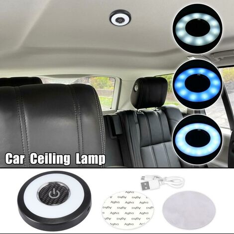 Interior del coche LED Luz de lectura Carga USB Techo Techo Azul Blanco Lámparas redondas