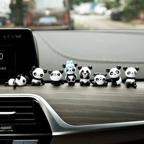 Interior del coche Mini Panda Doll Decoración 8 Piezas