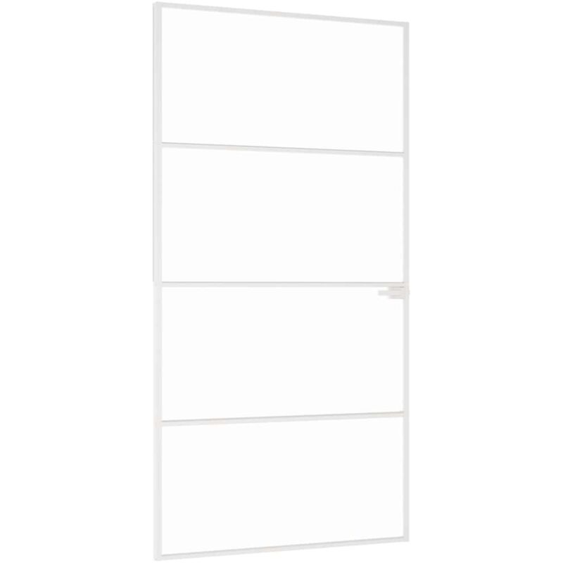 Interior Door White 102x201.5 Cm Tempered Glass&aluminium Slim Vidaxl