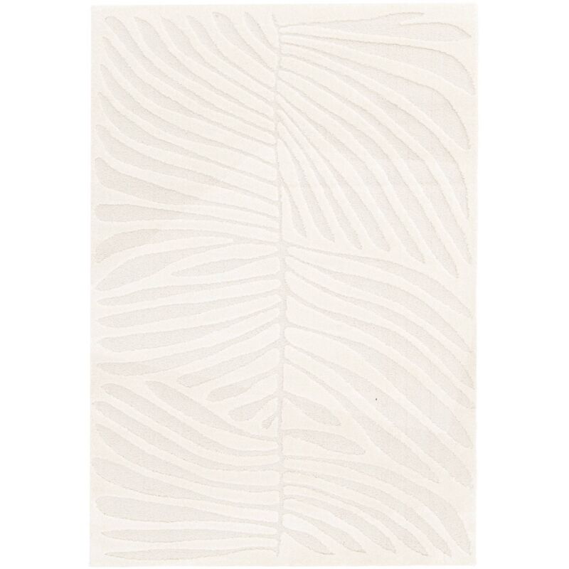 Interior Rug Cream Embossed Plant Motif, Lily, 150x80x1.4 Cm Sweeek