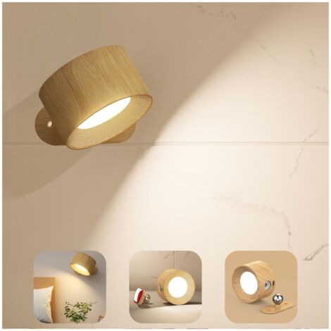 Interior Wall Light Touch LED Lamp USB Charging 3 Brightness 3 Temperature 360° Rotation Multi Use