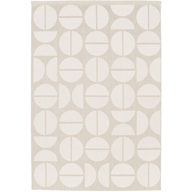 Sweeek Megan 120x170cm Beige Recycled Polyester Geometric Pattern Indoor/outdoor Rug