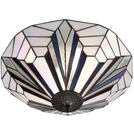 Interiors Astoria - Soffitto a 2 luci grande bronzo scuro chiaro, vetro stile Tiffany, E27