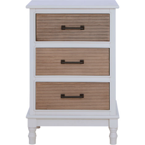 Interiors by Premier 3 Drawer White Chest Dresser, Renewable Pine Wood End Table, Shaker-Inspired Design with Contrasting Drawers