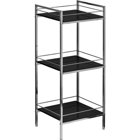 Interiors by Premier 3 Tier Black High Gloss Shelf Unit, Modern Black Shelving Unit, Open Living Room Shelving Unit, Storage Unit