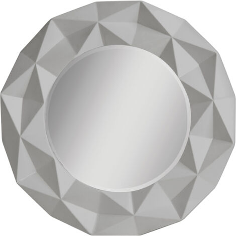 Interiors by Premier 3D Effect Grey High Gloss Wall Mirror, Easy to Clean Bedroom Wall Mirror, High-quality Large Mirror