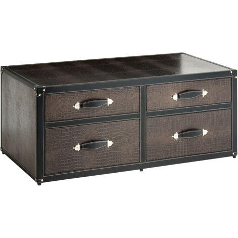 Interiors by Premier 4 Drawer Storage Trunk, Luxe Faux Snake Skin and Modern Appeal Storage Chest Trunk, Vintage Storage Trunk