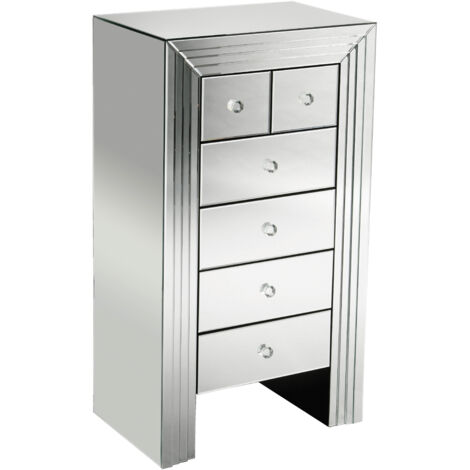 Interiors by Premier 6 Drawers Mirrored Chest, Modern chest of drawers, Spacious Storage Chest For Living Room, Drawer Chest