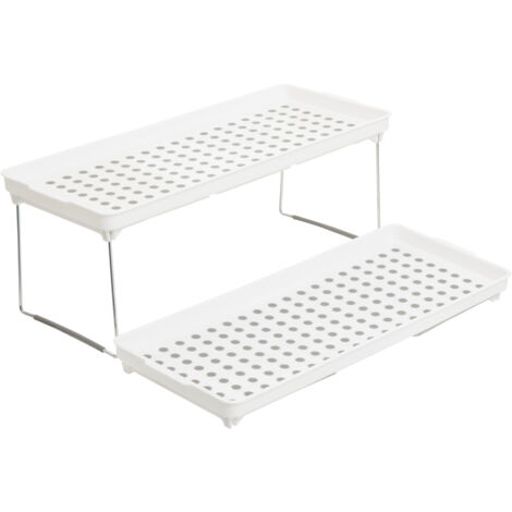 Interiors By Premier Adjustable White And Grey Cabinet Racks, Stylish Racks For Kitchen, Durable Robust Racks For Kitchen