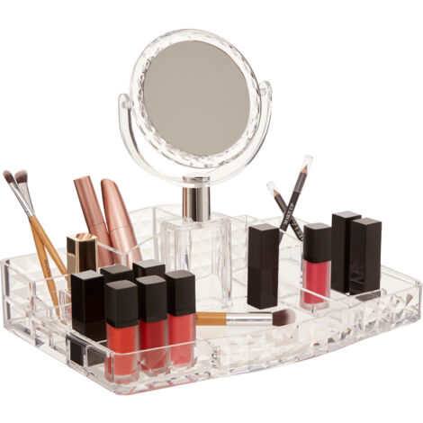 Interiors By Premier Ample Storage Cosmetics Organiser With A Mirror, Elegant Makeup Vanity Organiser, Makeup Organizer