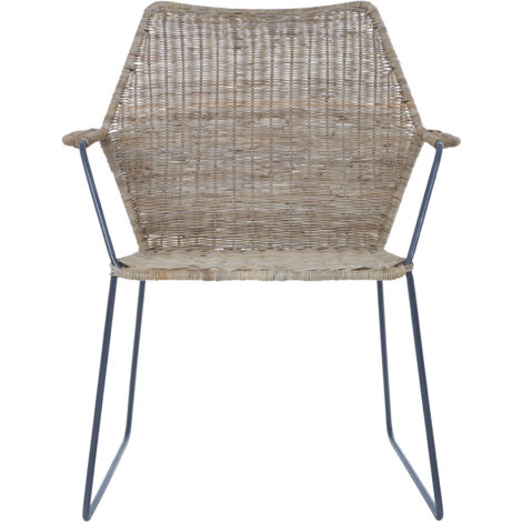 Interiors by Premier Angled Design Natural Rattan Chair, Easy to Clean Outdoor Chair, Arm & Backrest Rattan chair, Rattan Chair