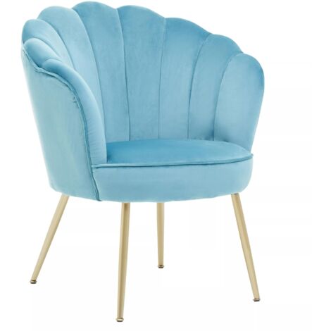 Interiors by Premier Aqua Velvet Scalloped Armchair, Supportive Armrest Lounge Chair, Easy to Clean Velvet Accent Chair