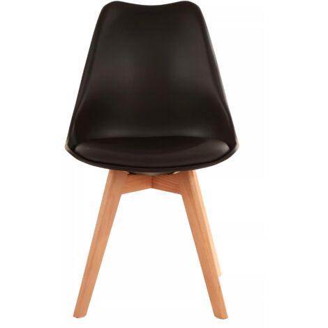 Interiors by Premier Black Chair With Cushion and Beach Wood Legs, Effortless Cleaning Small Chair, Easy to Adjust Bedroom chair