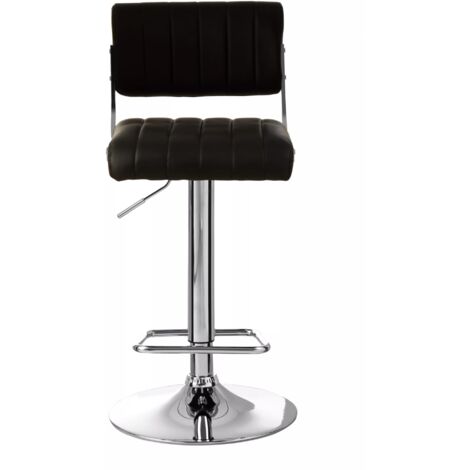 Interiors by Premier Black Channel Design Seat Bar Stool, Adjustable Height Kitchen Bar Stool, Footrest Swivel Barseat