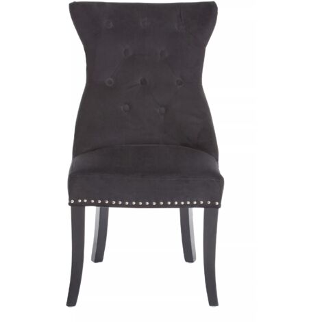 Interiors by Premier Black Cotton Velvet Dining Chair, High Quality Velvet Chair, HighBack Accent Chair, Cozy Borg Chair