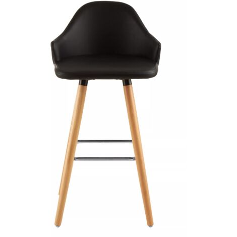 Interiors by Premier Black Curved Backrest Bar Stool, Comfortable Seating Faux Leather Bar Stool, Easy to Clean Kitchen Bar Stool