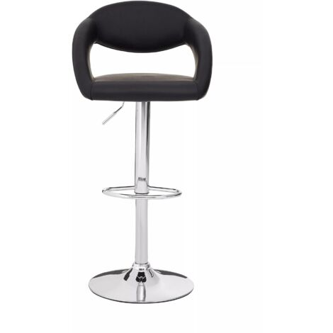 Interiors by Premier Black Faux Leather Bar Chair, Backrest Breakfast Bar Chair, Footrest Living Bar Chair Kitchen
