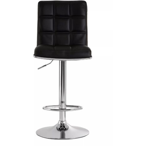 Interiors by Premier Black Faux Leather Bar Chair, Backrest Breakfast Bar Chair, Footrest Living Bar Chair Kitchen