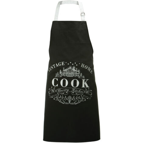 Interiors by Premier Black Kitchen Apron with White Neck, Cooking Apron for Men. Women, Apron with COOK Lettering