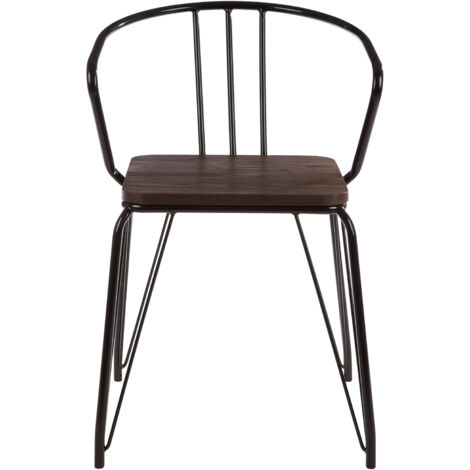 Interiors by Premier Black Metal and Elm Wood Arm Chair, Accent Dining Arm Chair, Versatile Wooden Chair for Home, Office, Lounge