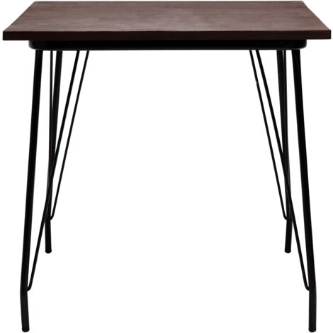Interiors by Premier Black Metal and Elm Wood Table, Large Square Table, Outdoor Dining Table for Lawn, Patio