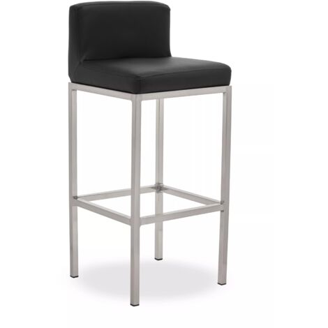 Interiors by Premier Black PU and Chrome Finish Bar Chair, Glam Touch Indoor Metal Bar Stool, Footrest Bar Chair