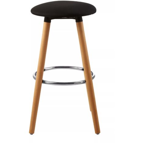 Interiors by Premier Black Round Bar Stool, Easy to Clean Kitchen Bar Stool, Footrest Barseat, Space-Saver Breakfast Stool