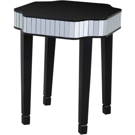 Interiors by Premier Black Side Table with Mirrored Side Panels, Modern Bedside Tables For Living Room, Side Table With Glass
