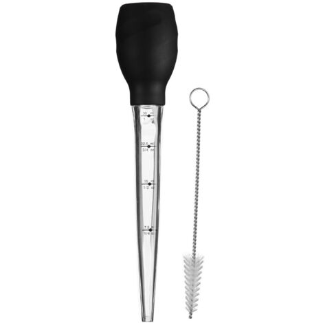 Interiors By Premier Black Silicone Baster with Cleaning Brush,Dishwasher Safe Dropper With Removable Bulb,Basting Tool For Meats