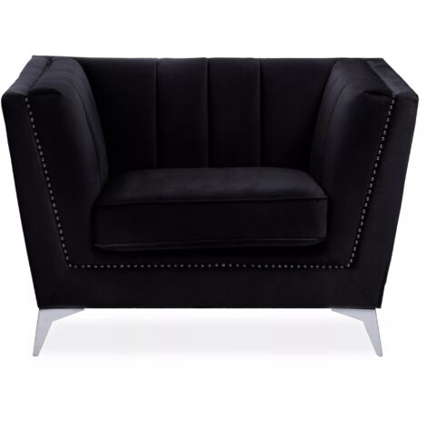 Interiors by Premier Black Velvet Chair, Comfortable Velvet Desk Chair, Backrest Velvet Armchair, Cozy Armchair