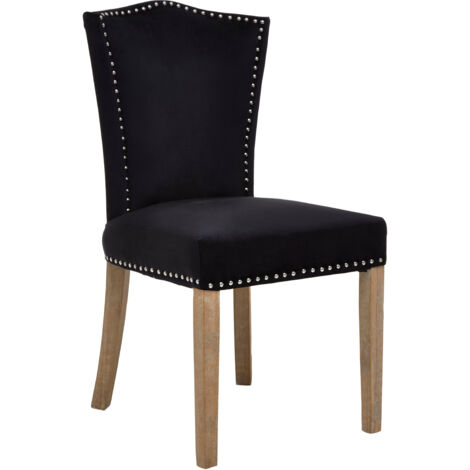 Interiors by Premier Black Velvet Dining Chair, Classic Velvet Chair, Cozy Dining Chair for Dining Room, Living Room, Home, Office