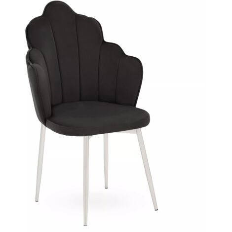 Interiors by Premier Black Velvet Dining Chair, Durable & Adjustable Velvet Office Chair, Backrest Accent Chair with Chrome Legs