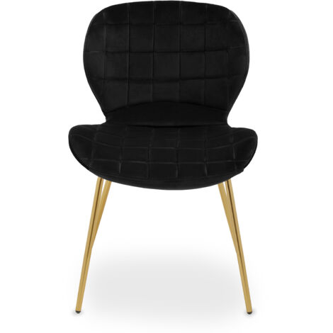 Interiors by Premier Black Velvet Dining Chair, Luxury Dining Chair, Modern Black Velvet Dining Chair with Gold Finished Legs