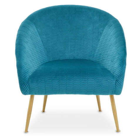 Interiors by Premier Blue Occasional Arm Chair with Curved Back, Velvet Upholstered Chair, Indoor Lounge Chair for Living Room